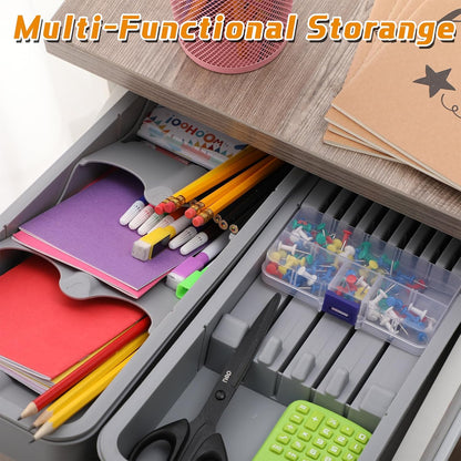 2 Pcs Knife & Silverware Drawer Organizer Holds 9 Knives with Flatware Tray Drawer Store Compact Utensil V1258-DP02-C-324