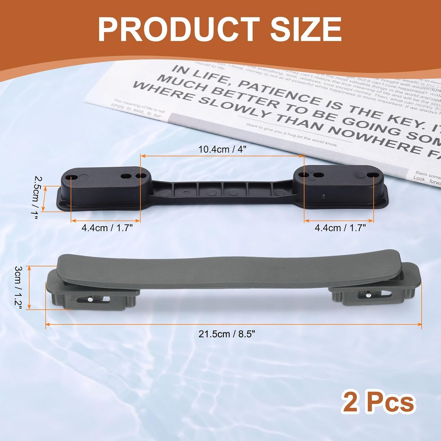 2 Pcs Luggage Handle Replacement 8.5 Inch Suitcase Handle Carry Strap Plastic Pull Handle Grip Luggage V1258-DP02-C-3243
