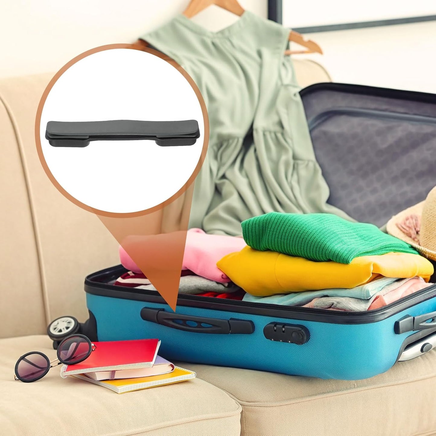 2 Pcs Luggage Handle Replacement 8.5 Inch Suitcase Handle Carry Strap Plastic Pull Handle Grip Luggage V1258-DP02-C-3243