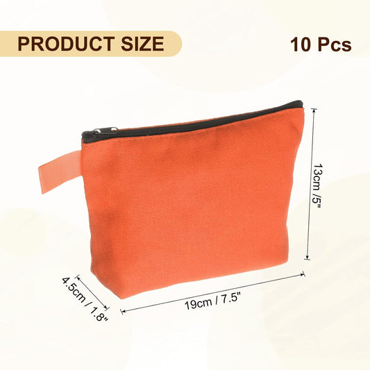 Canvas Makeup Bags, 10pcs Travel Cosmetic Bags Bulk, Multipurpose Plain Toiletry Zipper Pouches Blank DIY V1258-DP02-C-3246