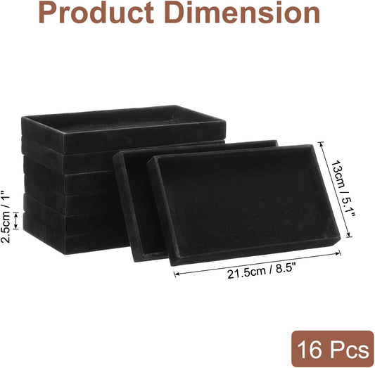 16PCS Jewelry Organizer Tray Stackable, Wooden Jewelry Containers Velvet Drawer Organizer Inserts Holder for V1258-DP02-C-3247