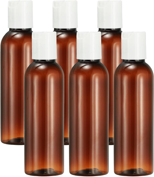 6 Pcs Plastic Travel Bottles, 2 oz Empty Shampoo Bottles with White Disc Top Caps Clear Refillable Travel V1258-DP02-C-3252