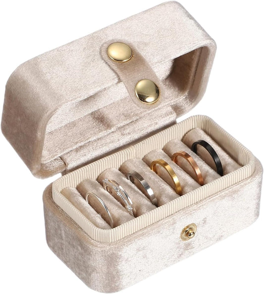 6 Slots Velvet Ring Box, 3.35 x 1.85 x 1.97 Inch Small Travel Jewelry Case Jewelry Display Holder Storage V1258-DP02-C-3257