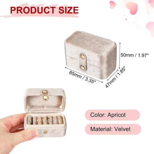 6 Slots Velvet Ring Box, 3.35 x 1.85 x 1.97 Inch Small Travel Jewelry Case Jewelry Display Holder Storage V1258-DP02-C-3257
