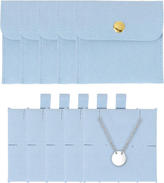5 Pcs Microfiber Jewelry Pouches with Insert Pad, 8 x 8cm Snap Button Jewelry Velvet Gift Bags Organizer for V1258-DP02-C-3263