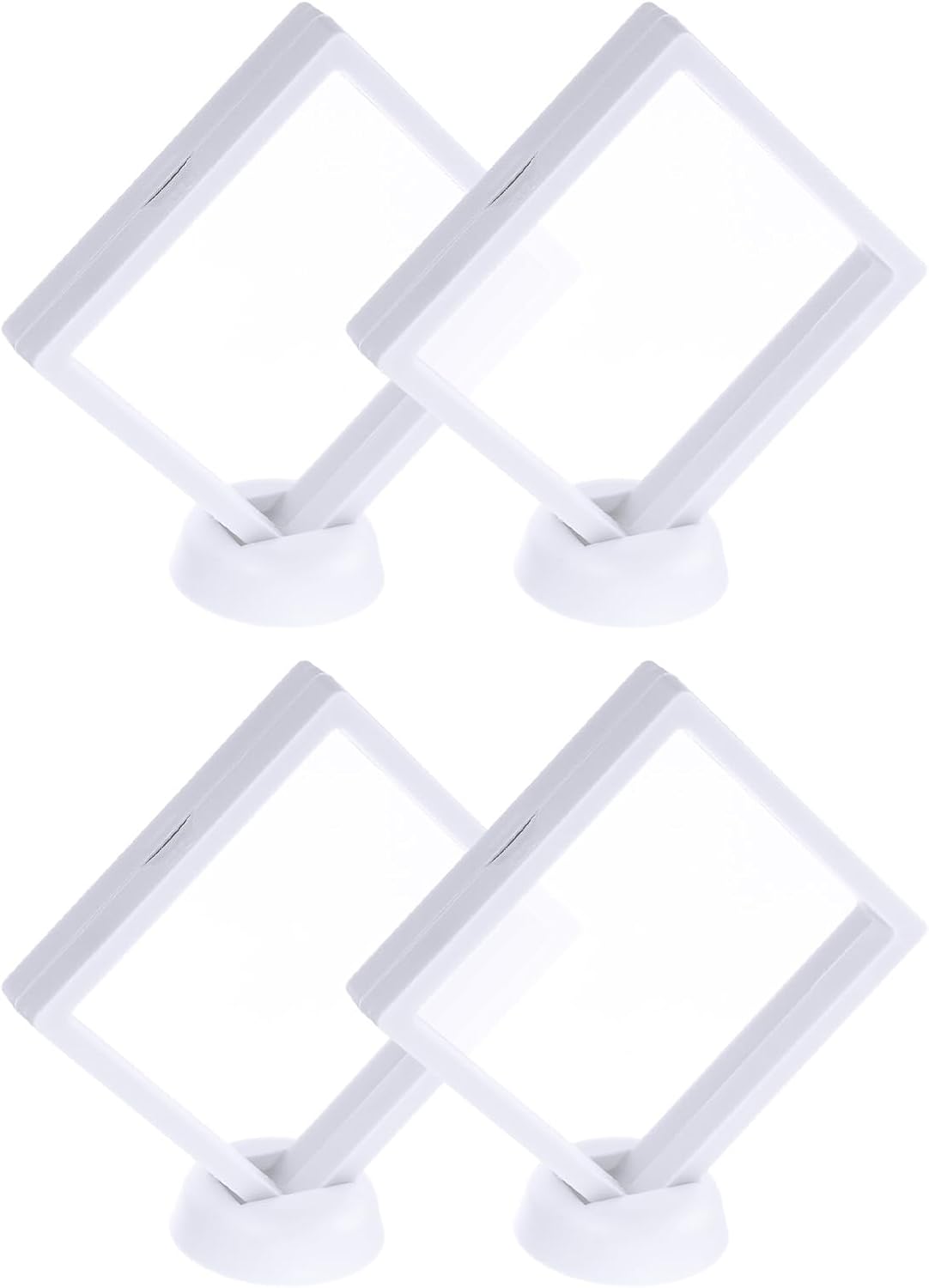 4 Pcs 3D Floating Display Case, 4.33 x 4.33 Inch Floating Frame Display Holder Stand, Transparent PE Jewelry V1258-DP02-C-3264