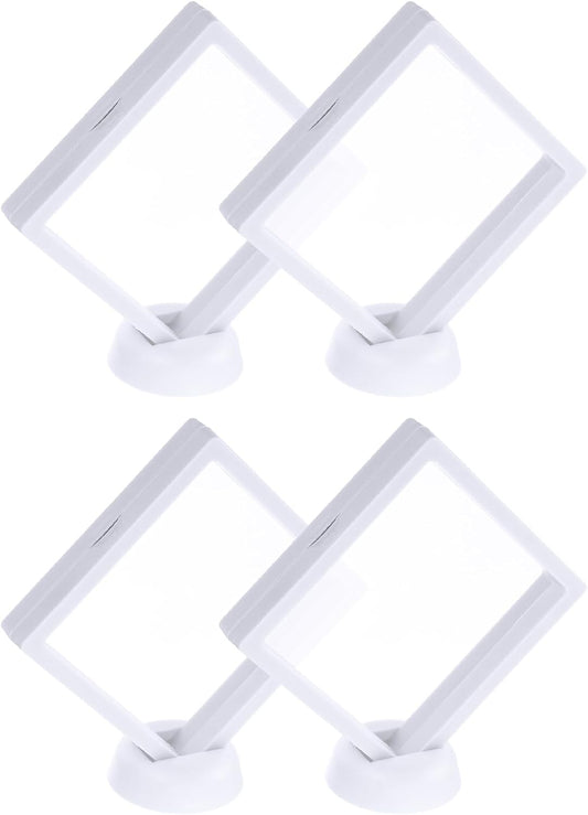 4 Pcs 3D Floating Display Case, 4.33 x 4.33 Inch Floating Frame Display Holder Stand, Transparent PE Jewelry V1258-DP02-C-3264