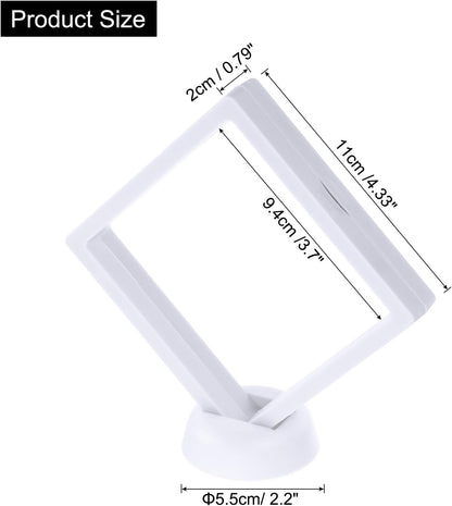 4 Pcs 3D Floating Display Case, 4.33 x 4.33 Inch Floating Frame Display Holder Stand, Transparent PE Jewelry V1258-DP02-C-3264