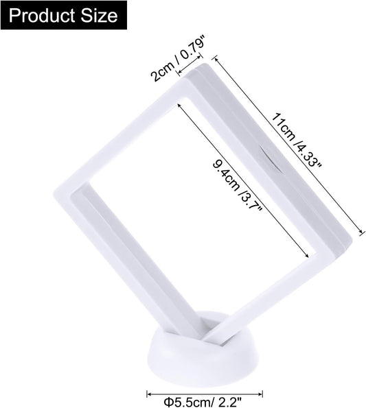 4 Pcs 3D Floating Display Case, 4.33 x 4.33 Inch Floating Frame Display Holder Stand, Transparent PE Jewelry V1258-DP02-C-3264