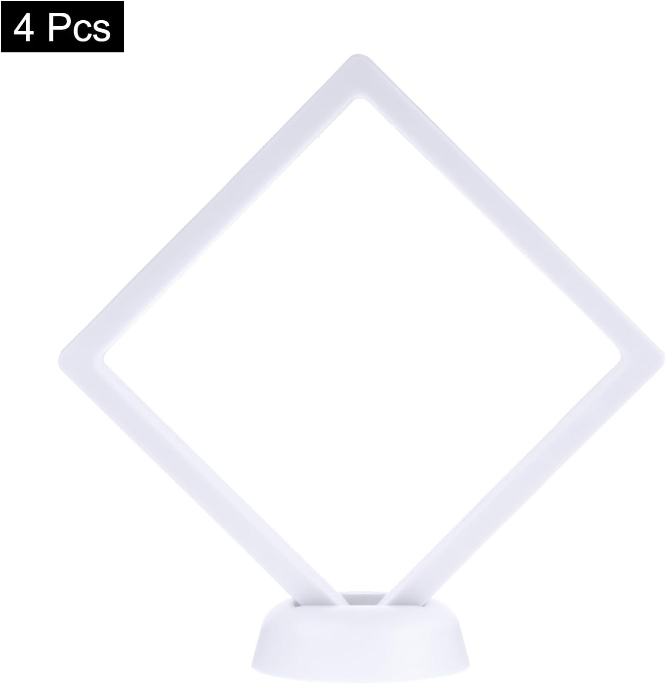 4 Pcs 3D Floating Display Case, 4.33 x 4.33 Inch Floating Frame Display Holder Stand, Transparent PE Jewelry V1258-DP02-C-3264