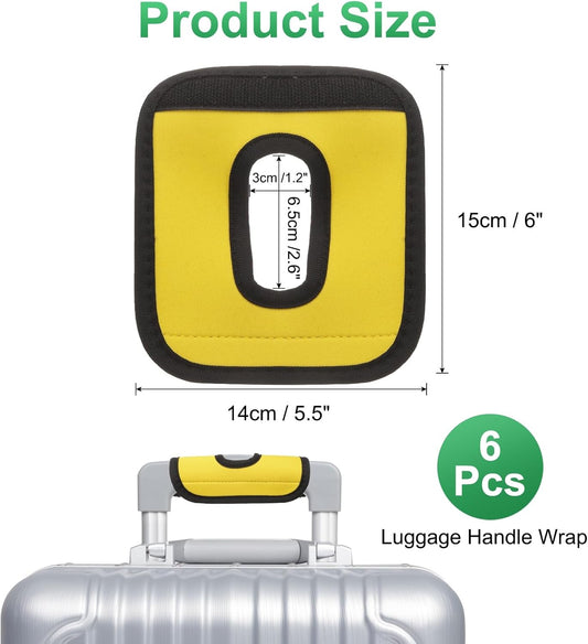 6 Pcs Luggage Handle Wrap, Hollow Neoprene Handbag Grip Cover Protector Luggage Identifiers Suitcase Handle V1258-DP02-C-3266