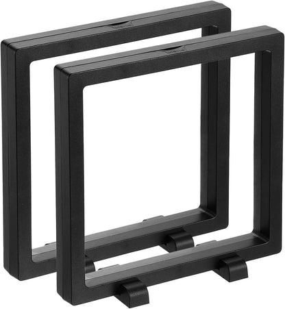 2 Pcs 3D Floating Display Case, 6.3 x 6.3 x 0.8 Inch Floating Frame Display Holder Stand, Transparent PE V1258-DP02-C-3267
