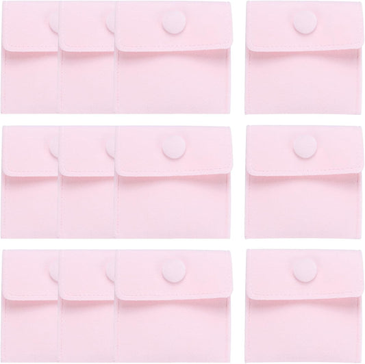12 Pcs Velvet Jewelry Pouches with Snap Button 2.8x2.8 Inches,Soft Jewelry Pouches Storage Bags Small Velvet V1258-DP02-C-3268