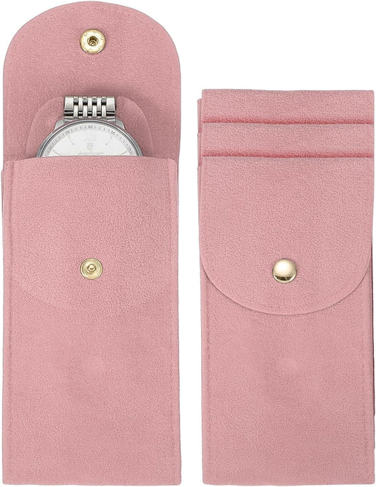 4 Pcs Velvet Watch Pouch, 5.1 x 2.8 Inch Portable Travel Case Jewelry Storage Bag Single Watch Storage Pouch V1258-DP02-C-3269