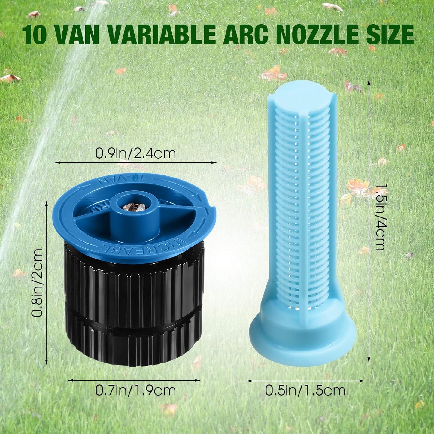 4 Pcs 10 VAN Variable Arc Nozzle Replacement Sprinkler Head Adjustable 360 Degree Rotating Irrigation Pop up V1258-DP02-C-327