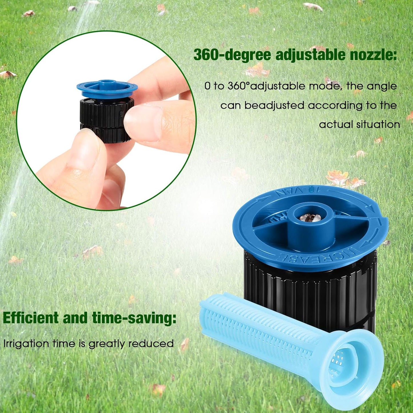 4 Pcs 10 VAN Variable Arc Nozzle Replacement Sprinkler Head Adjustable 360 Degree Rotating Irrigation Pop up V1258-DP02-C-327