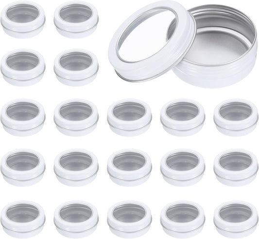 2 Oz Tin Cans, 24 Pcs Aluminum Round Tins, Travel Sized Small Metal Tins Cosmetic Sample Containers with V1258-DP02-C-3275