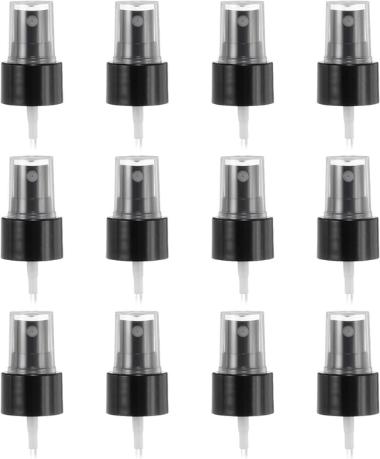 12 Pcs Black Spray Top, 24/410 Fine Mist Sprayer Reusable Replacement Spray Bottle Pump Plastic Top for V1258-DP02-C-3278