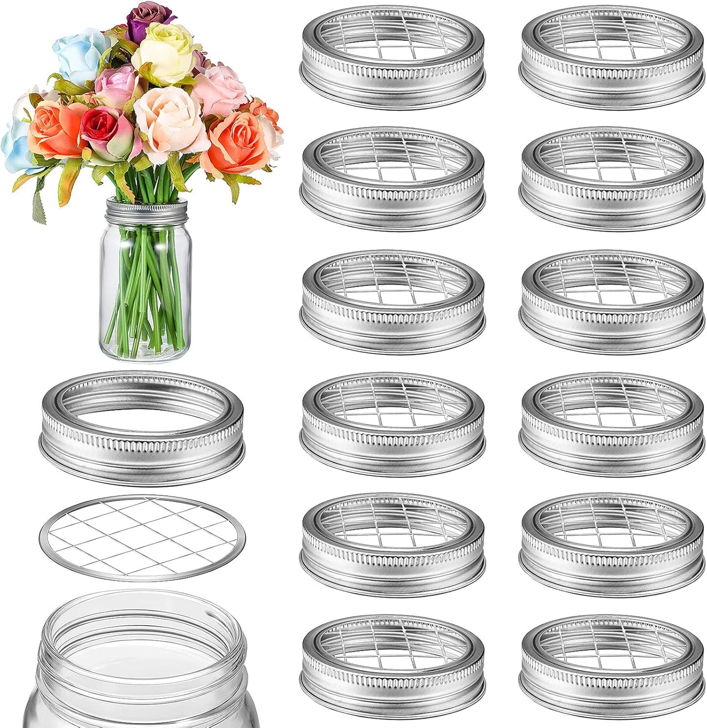 Mason Flower Jar Frog Lid Metal Insert Mason Grid Flower Organizer Frog Lid Insert for Regular Mouth Canning V1258-DP02-C-328