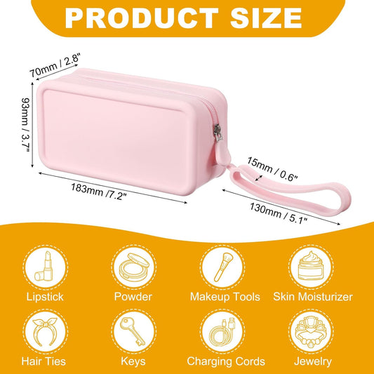 Silicone Makeup Bag, 7 Inch Square Cosmetic Bag Waterproof Makeup Pouch Travel Toiletry Organizers for Women V1258-DP02-C-3280