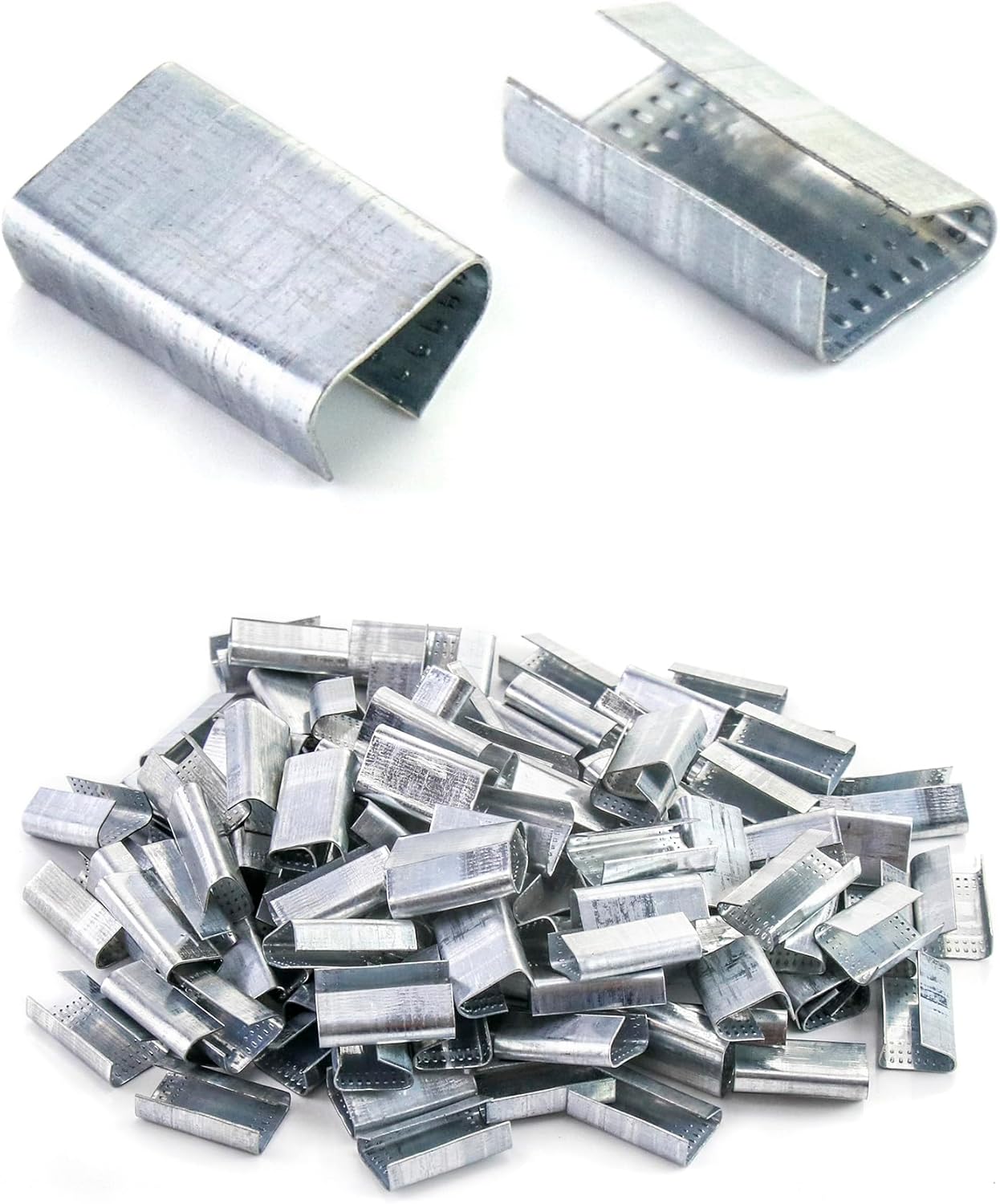 Seals for 1/2" Strap Width Steel Strapping, 500 Pcs Metal Clips for Firmly Securing Packaging and Pallet V1258-DP02-C-3288