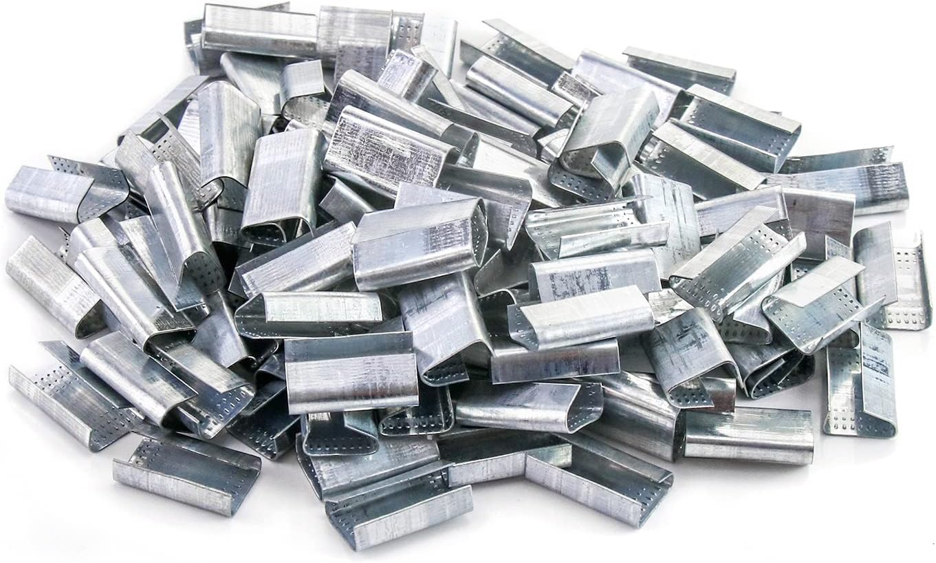 Seals for 1/2" Strap Width Steel Strapping, 500 Pcs Metal Clips for Firmly Securing Packaging and Pallet V1258-DP02-C-3288