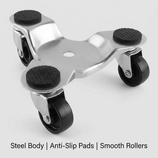 4 pcs 6" Steel Tri-Dolly, 200 lbs Load Capacity, for Moving Furniture & Appliances, Swivel Caster Easy Tool V1258-DP02-C-3290
