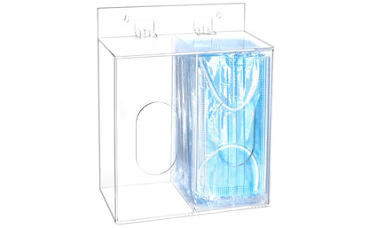 Clear Acrylic Mask and Glove Organizer - Dual Compartment Dispenser for Office, Clinic & Home Use V1258-DP02-C-3299