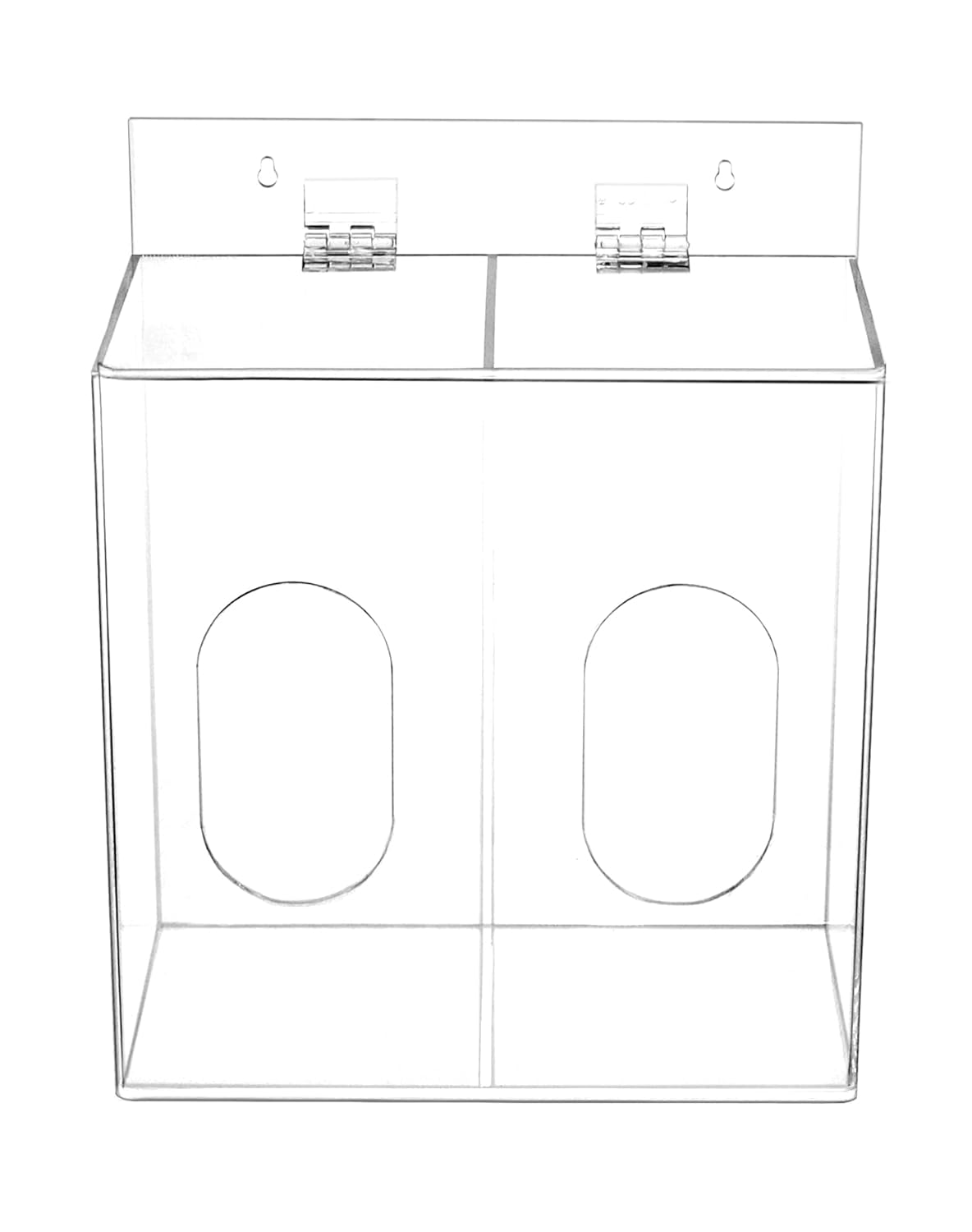 Clear Acrylic Mask and Glove Organizer - Dual Compartment Dispenser for Office, Clinic & Home Use V1258-DP02-C-3299