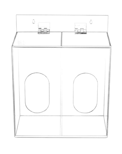 Clear Acrylic Mask and Glove Organizer - Dual Compartment Dispenser for Office, Clinic & Home Use V1258-DP02-C-3299