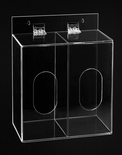 Clear Acrylic Mask and Glove Organizer - Dual Compartment Dispenser for Office, Clinic & Home Use V1258-DP02-C-3299