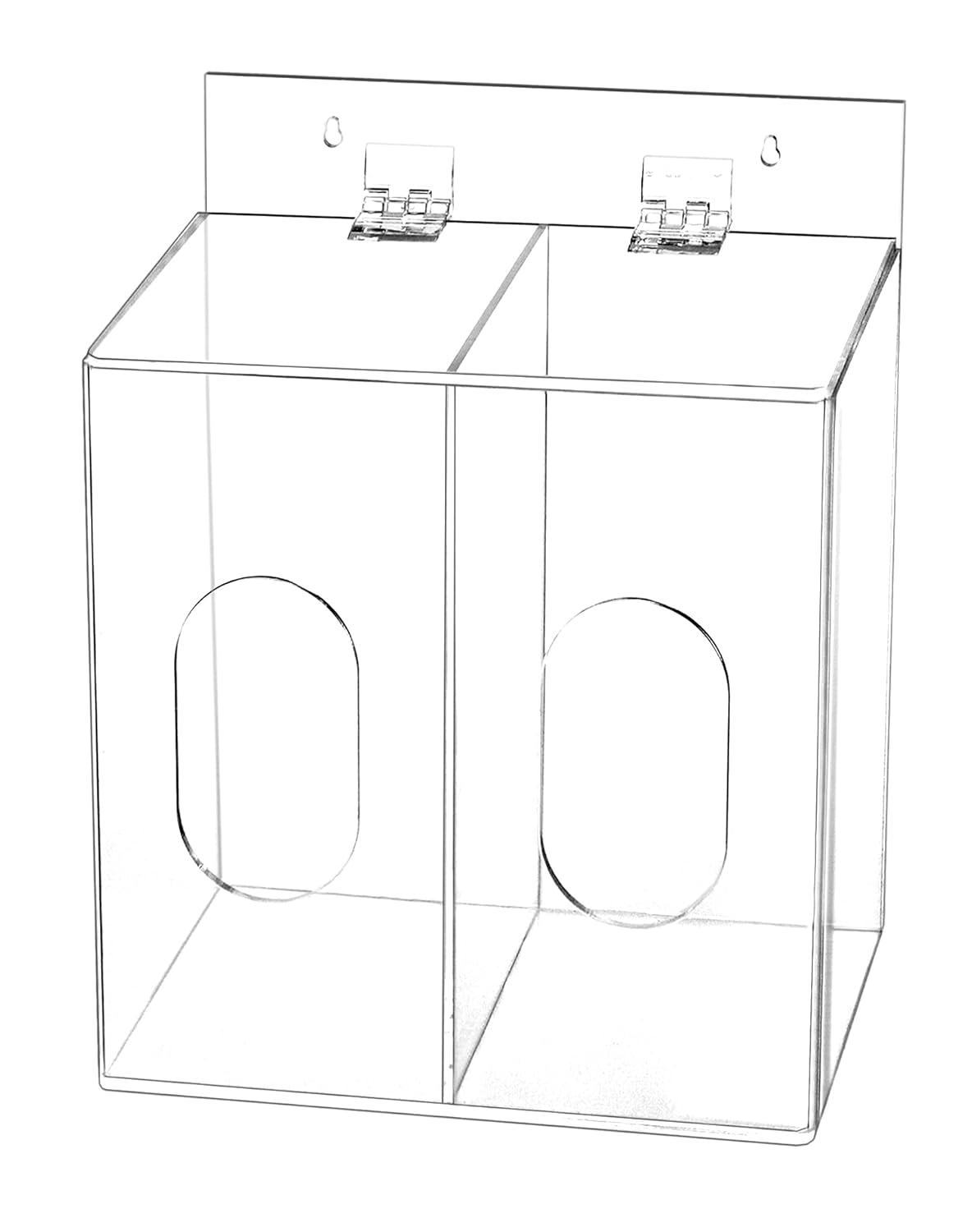 Clear Acrylic Mask and Glove Organizer - Dual Compartment Dispenser for Office, Clinic & Home Use V1258-DP02-C-3299