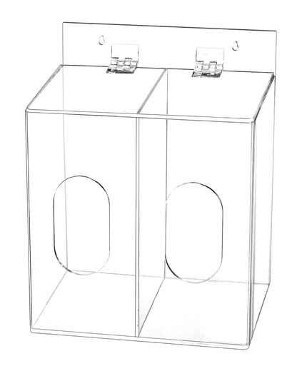 Clear Acrylic Mask and Glove Organizer - Dual Compartment Dispenser for Office, Clinic & Home Use V1258-DP02-C-3299