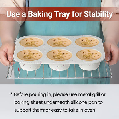 Silicone Jumbo Muffin Pan 6 Cups & Silicone Muffin Pan Regular Size 12 Cups V1258-DP02-C-33