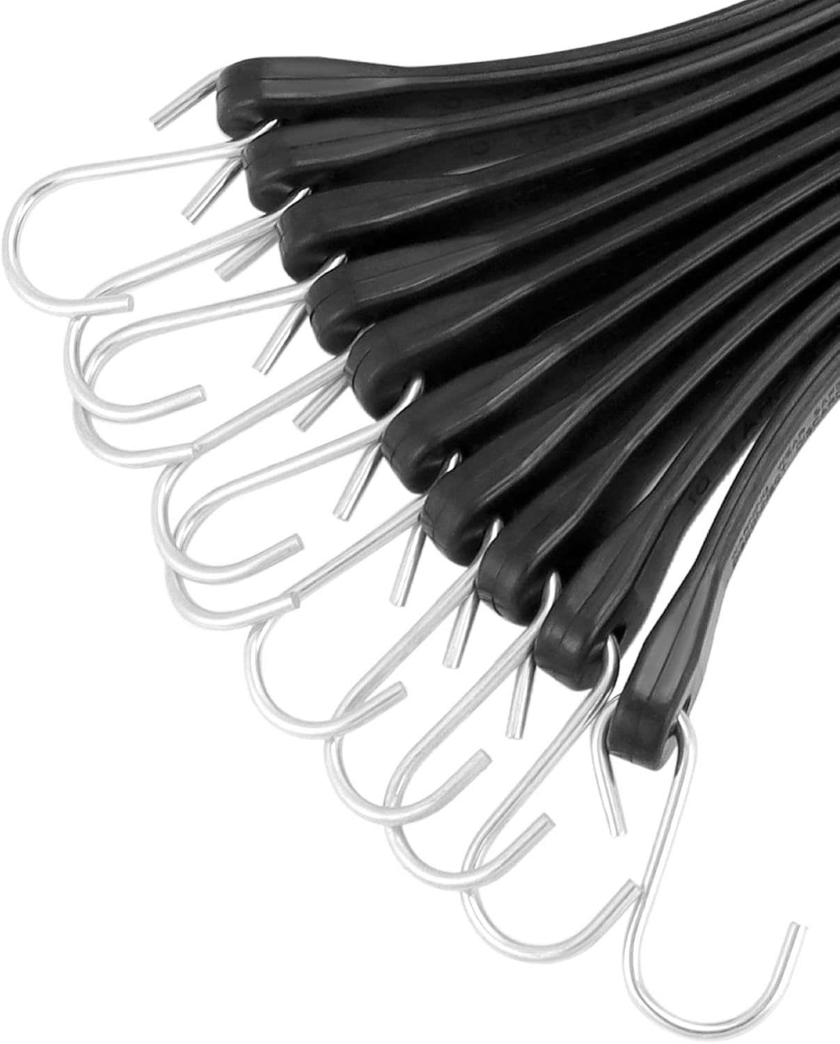 10" Tarp Straps for Flatbed Trailers, Adjustable Tarp Straps, 20 Pack Rubber Bungee Cord Tie-Downs with Hooks V1258-DP02-C-3309