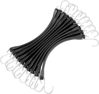 10" Tarp Straps for Flatbed Trailers, Adjustable Tarp Straps, 20 Pack Rubber Bungee Cord Tie-Downs with Hooks V1258-DP02-C-3309