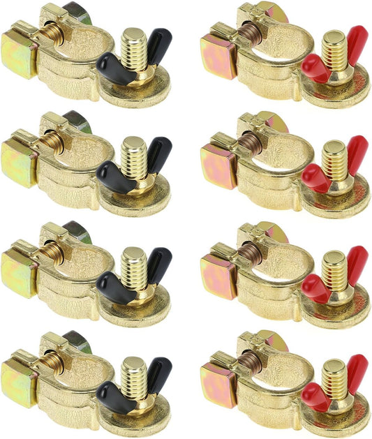 Brass Marine Grade Battery Terminal Top Post, 4 Pairs Battery Terminal Connectors, Battery Terminal Clamps V1258-DP02-C-3312