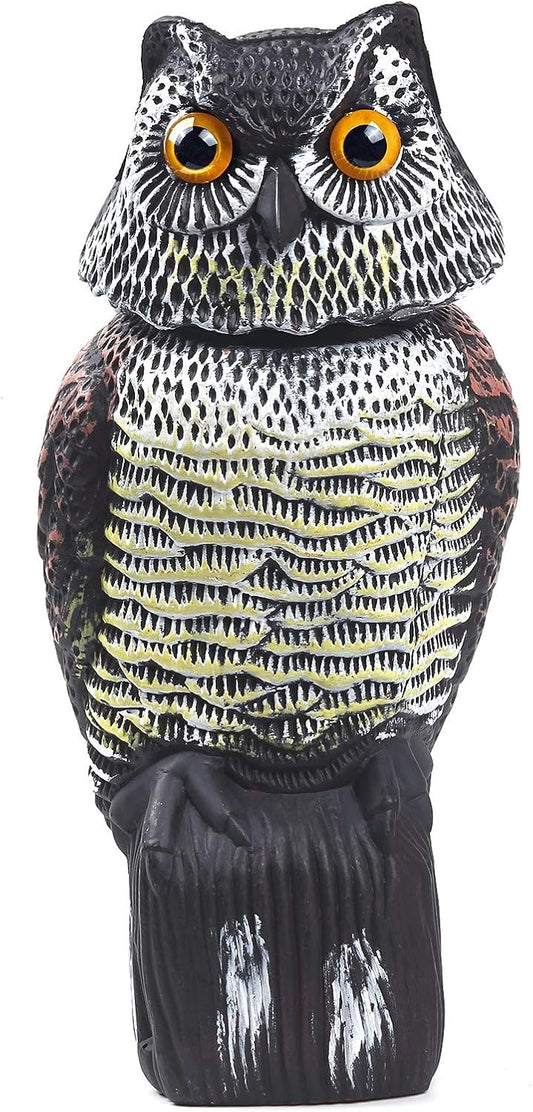 Owl Decoys to Scare Birds Away with Rotating Head,Natural Enemy Bird Deterrent Realistic Eyes & Waterproof V1258-DP02-C-332
