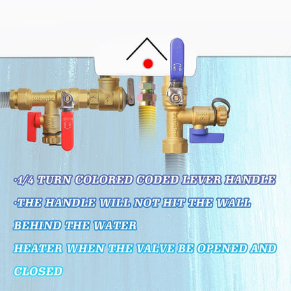 3/4-Inch IPS Isolator Tankless Water Heater Service Valve Kit with Pressure Relief Valve, Clean Brass V1258-DP02-C-3321