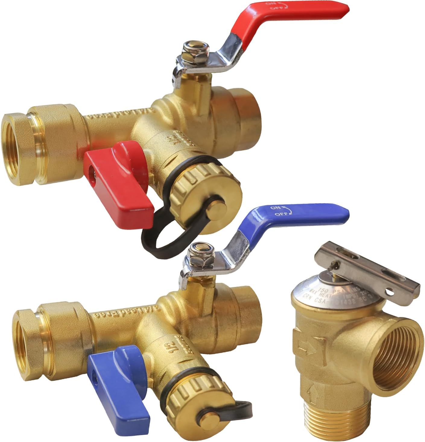 3/4-Inch IPS Isolator Tankless Water Heater Service Valve Kit with Pressure Relief Valve, Clean Brass V1258-DP02-C-3321