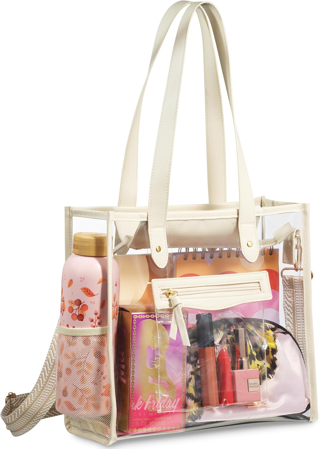 Clear Bag for Stadium Events - Large Transparent Tote - Clear Purse for Women, Work, Beach & Shopping V1258-DP02-C-3328