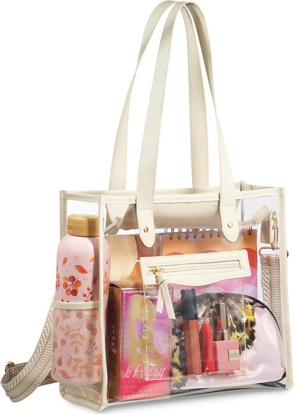 Clear Bag for Stadium Events - Large Transparent Tote - Clear Purse for Women, Work, Beach & Shopping V1258-DP02-C-3328