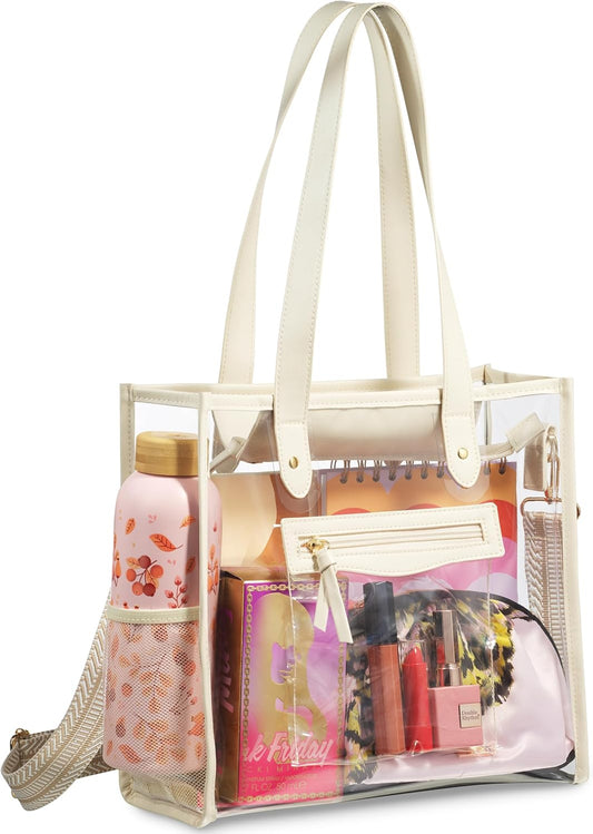 Clear Bag for Stadium Events - Large Transparent Tote - Clear Purse for Women, Work, Beach & Shopping V1258-DP02-C-3328
