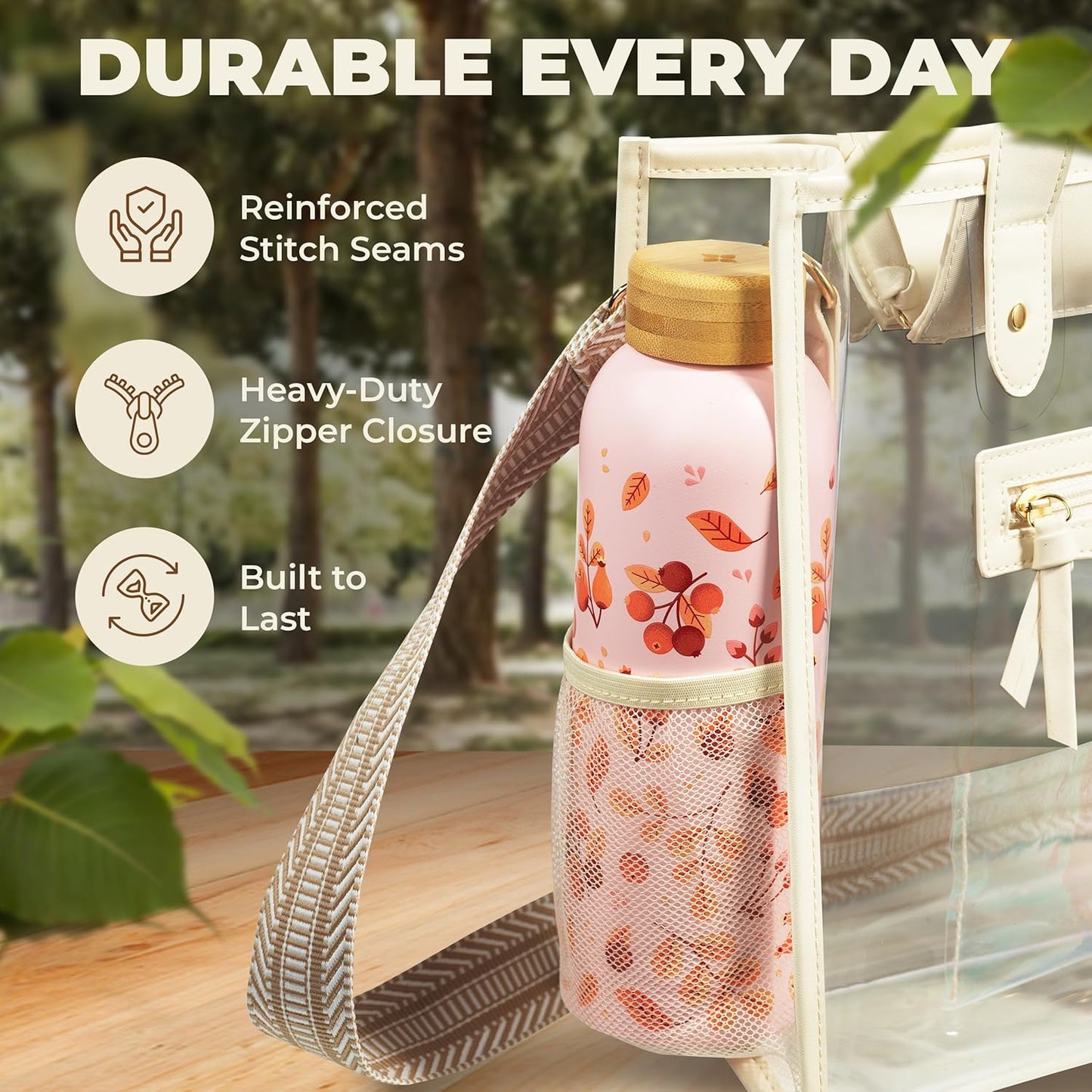 Clear Bag for Stadium Events - Large Transparent Tote - Clear Purse for Women, Work, Beach & Shopping V1258-DP02-C-3328