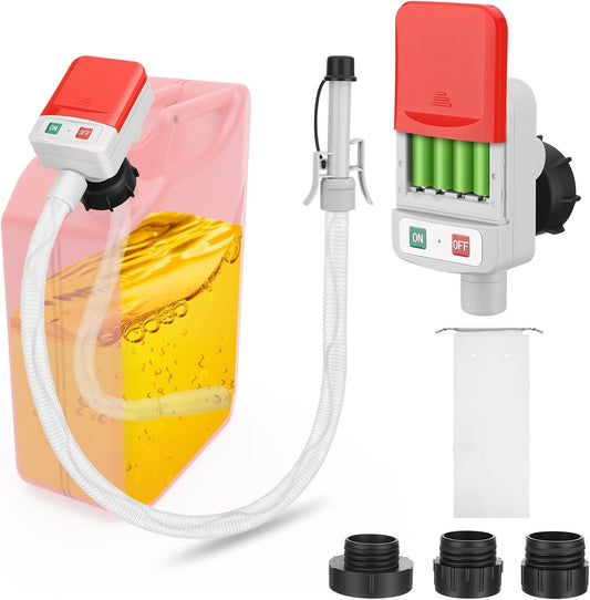 Fuel Transfer Pump with Auto-stop Sensor -3.2 GPM, 3 Tank Adapters, 51" Hose Portable Fuel Pump Battery V1258-DP02-C-335