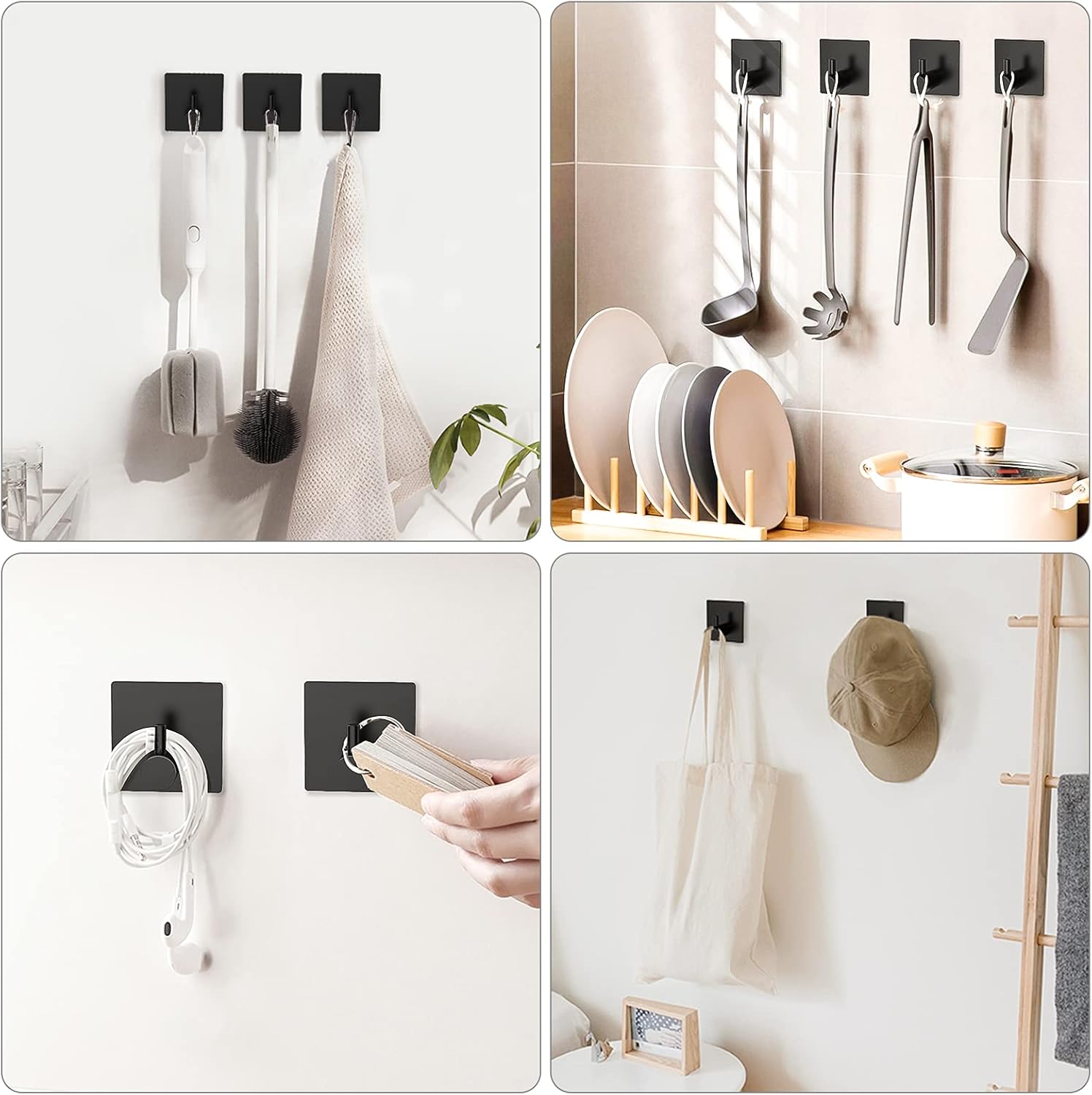 2 Types of Black Adhesive Hooks Bundle V1258-DP02-C-345