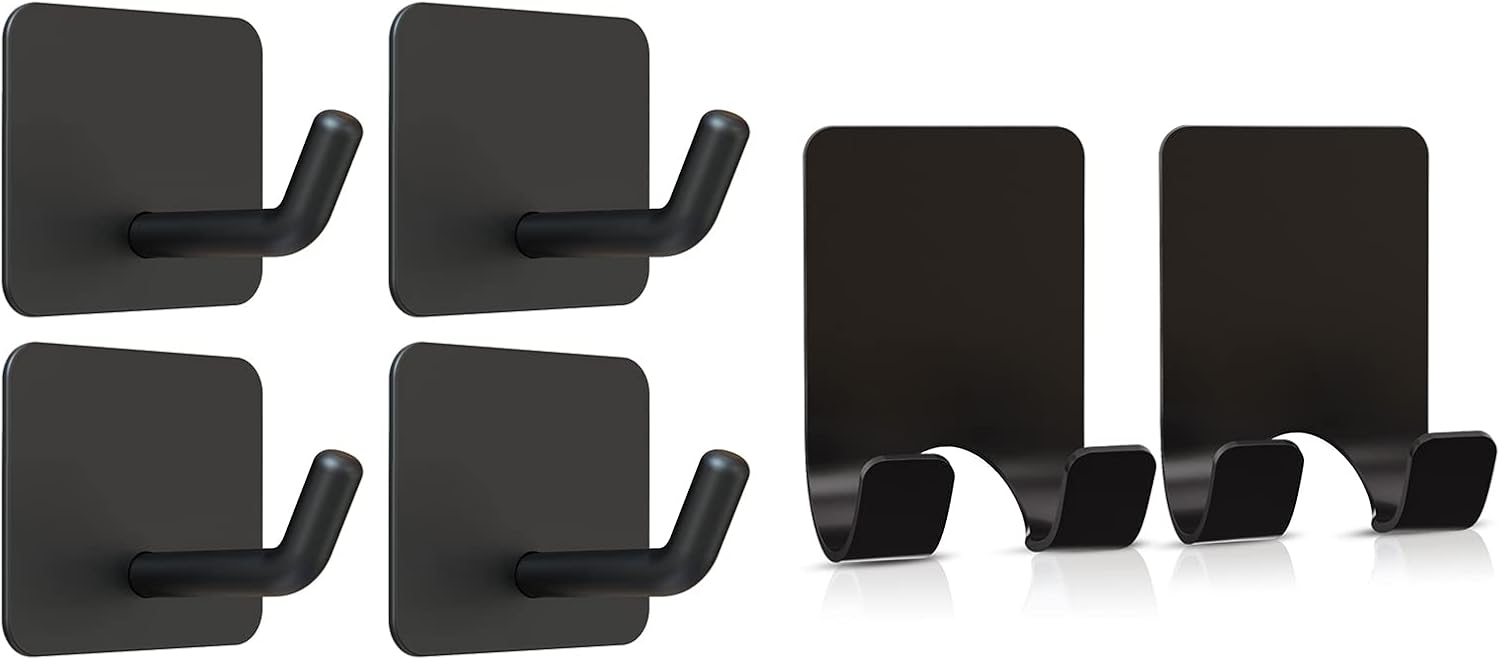 4 Pcs Adhesive Hooks with 2 Pcs Adhesive Razor Hooks V1258-DP02-C-347