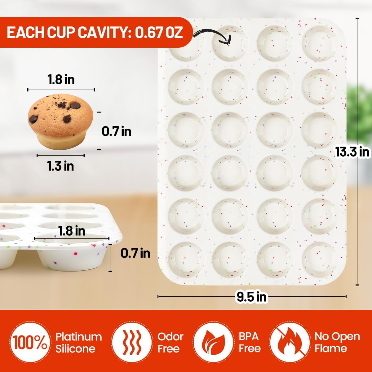 Silicone Mini Muffin Pan 24 Cups & Silicone Jumbo Muffin Pan 6 Cups V1258-DP02-C-35