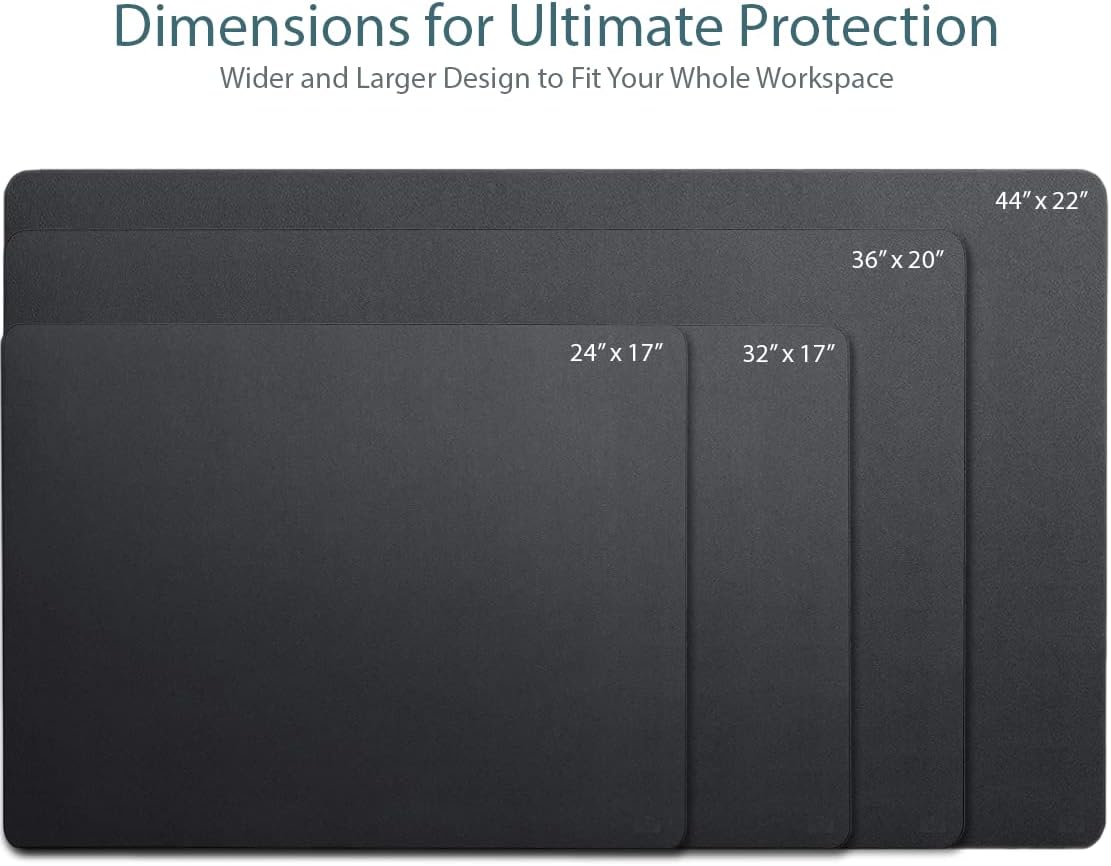 Leather Desk Pad 36" x 20", Office Desk Mat Waterproof Black - Premium Quality - Smooth Mouse Writing Surface V1258-DP02-C-353