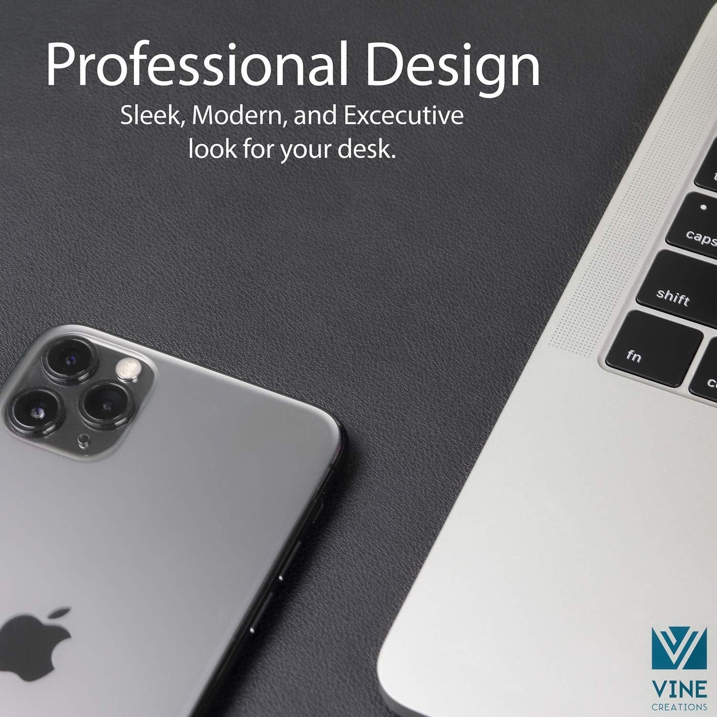 Leather Desk Pad 36" x 20", Office Desk Mat Waterproof Black - Premium Quality - Smooth Mouse Writing Surface V1258-DP02-C-353
